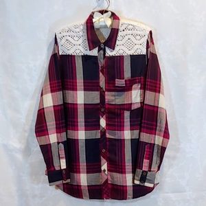 Lucky Brand | Lace Yoke Button-Down Blouse | S